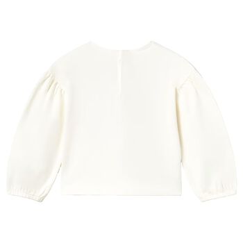 Younger Girls White Printed Long Sleeve Top