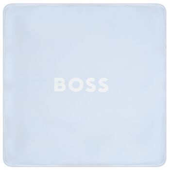 Baby Boys White & Blue Striped Logo Blanket 
