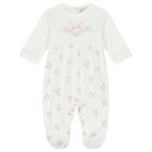 Baby Girls Ivory Heart Babygrow, 1, hi-res