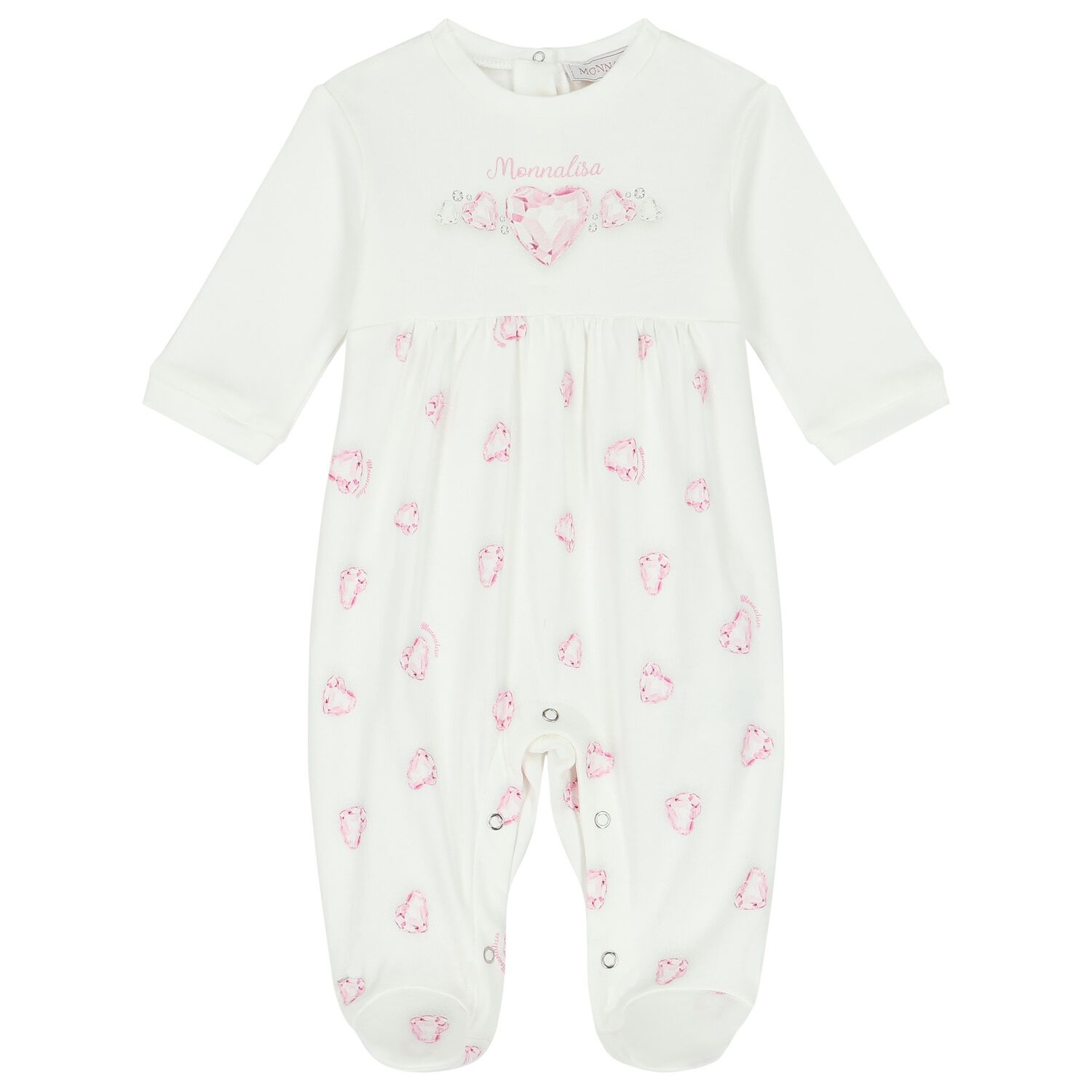Baby Girls Ivory Heart Babygrow, 1, hi-res