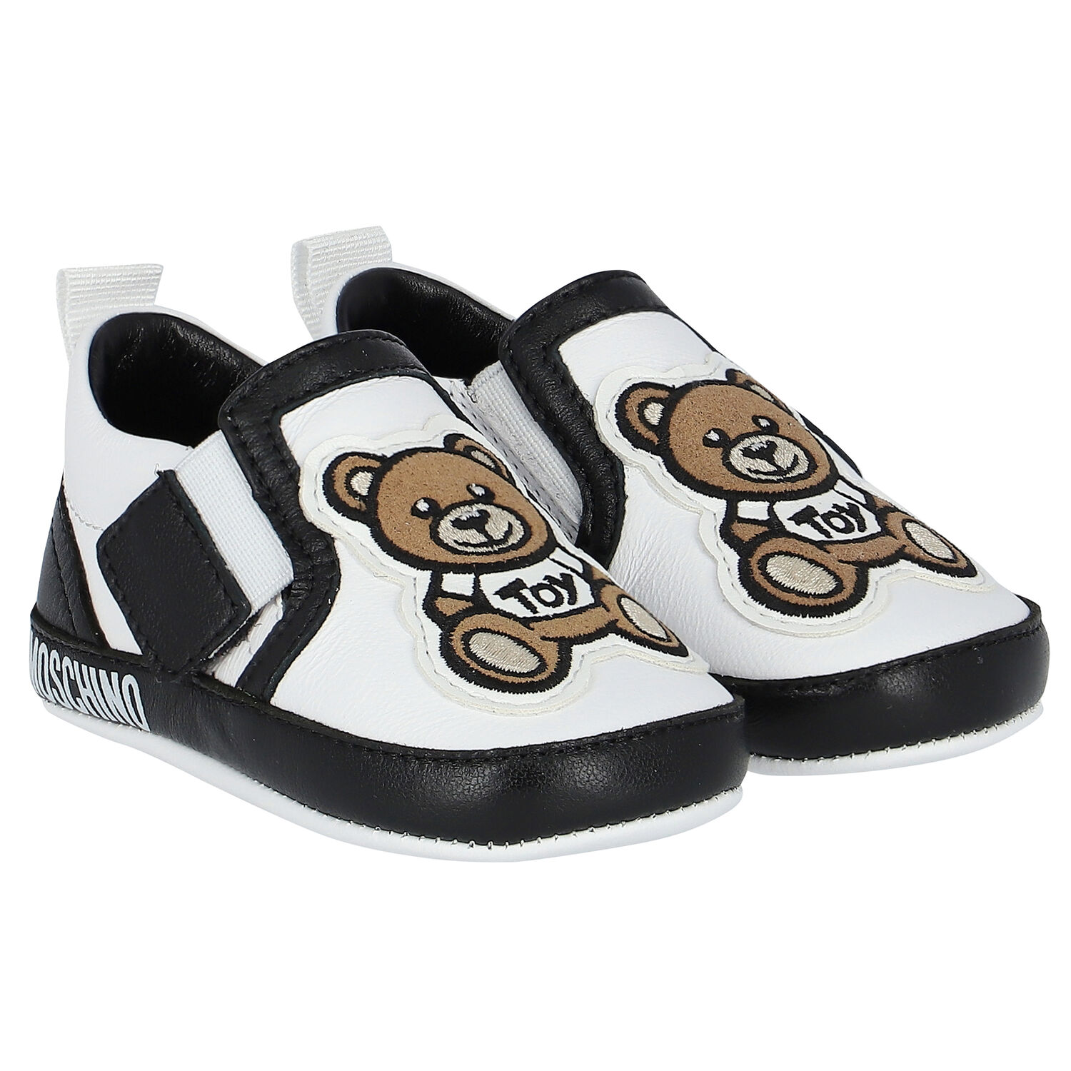 White & Black Teddy Bear Pre Walker Shoes, 1, hi-res