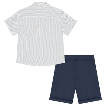 Boys White & Blue Shorts Set