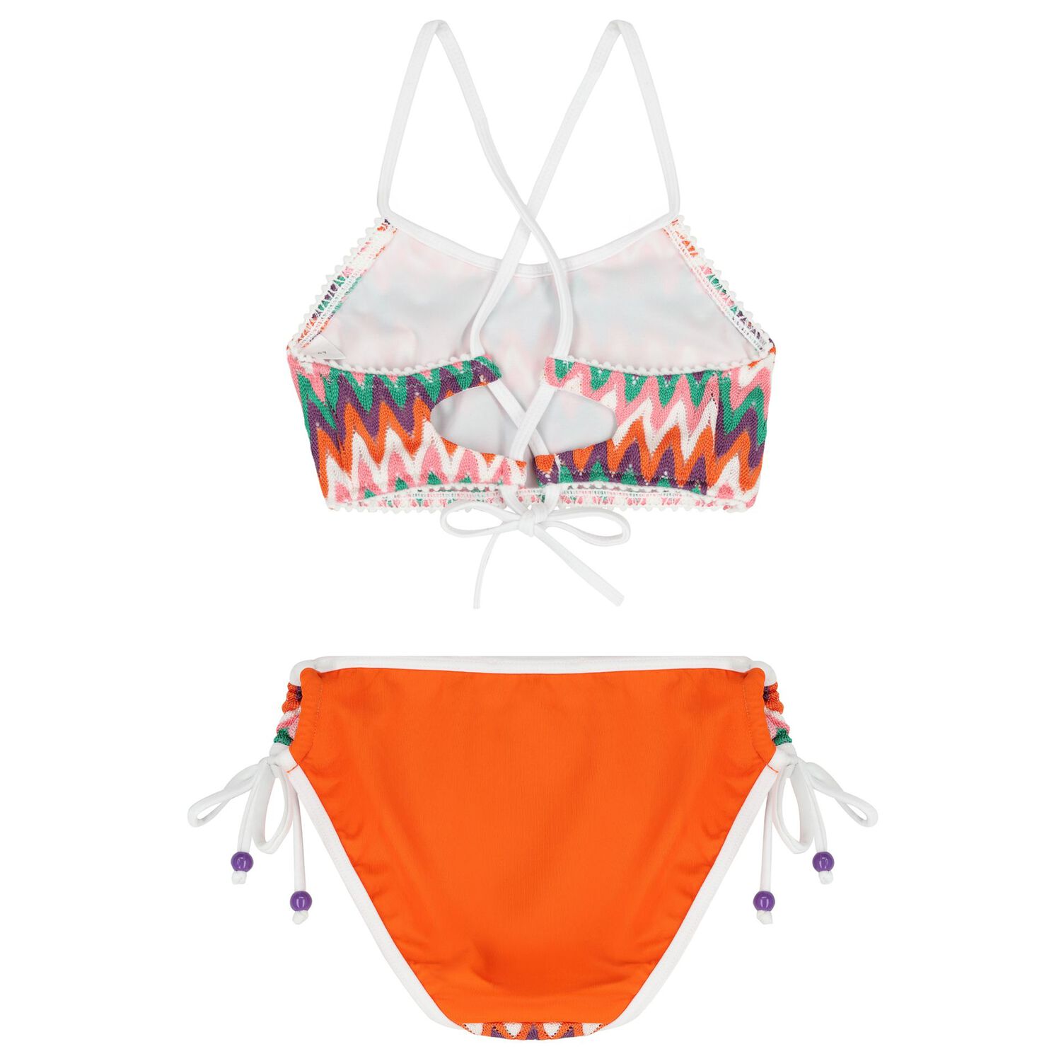 Girls Multi-Coloured Zig-Zag Bikini, 1, hi-res