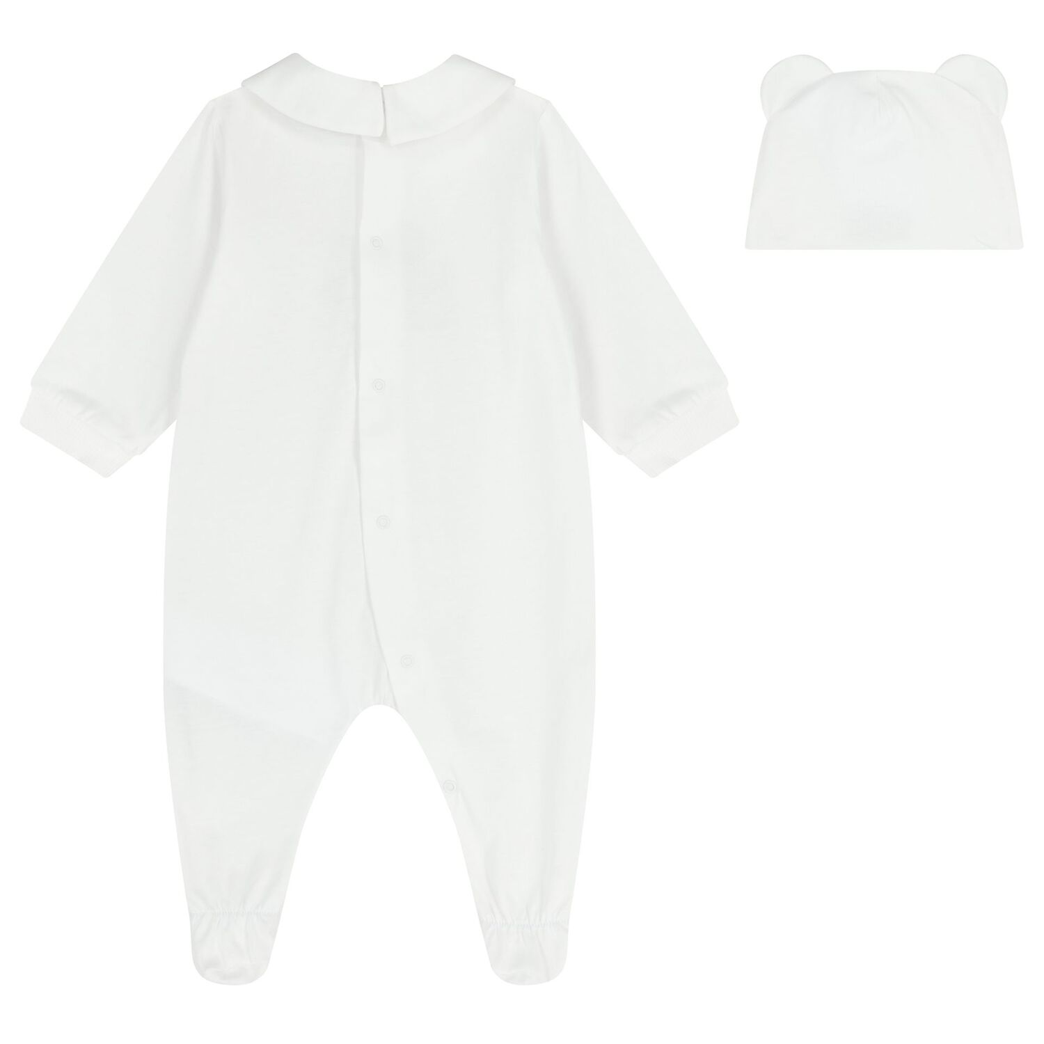 White Teddy Bear Logo Babygrow Gift Set , 1, hi-res