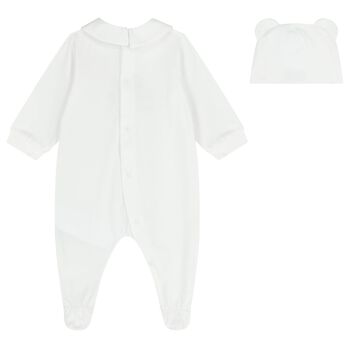 White Teddy Bear Logo Babygrow Gift Set 