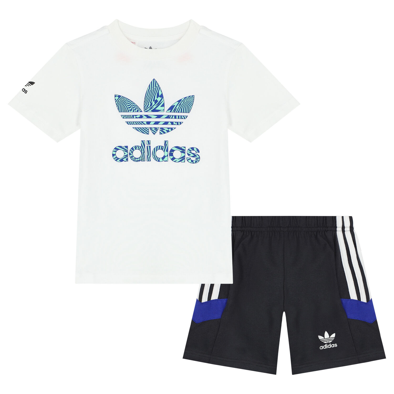 White & Black Logo Shorts Set, 1, hi-res