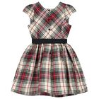 Girls Ivory, Red & Green Tartan Dress, 1, hi-res