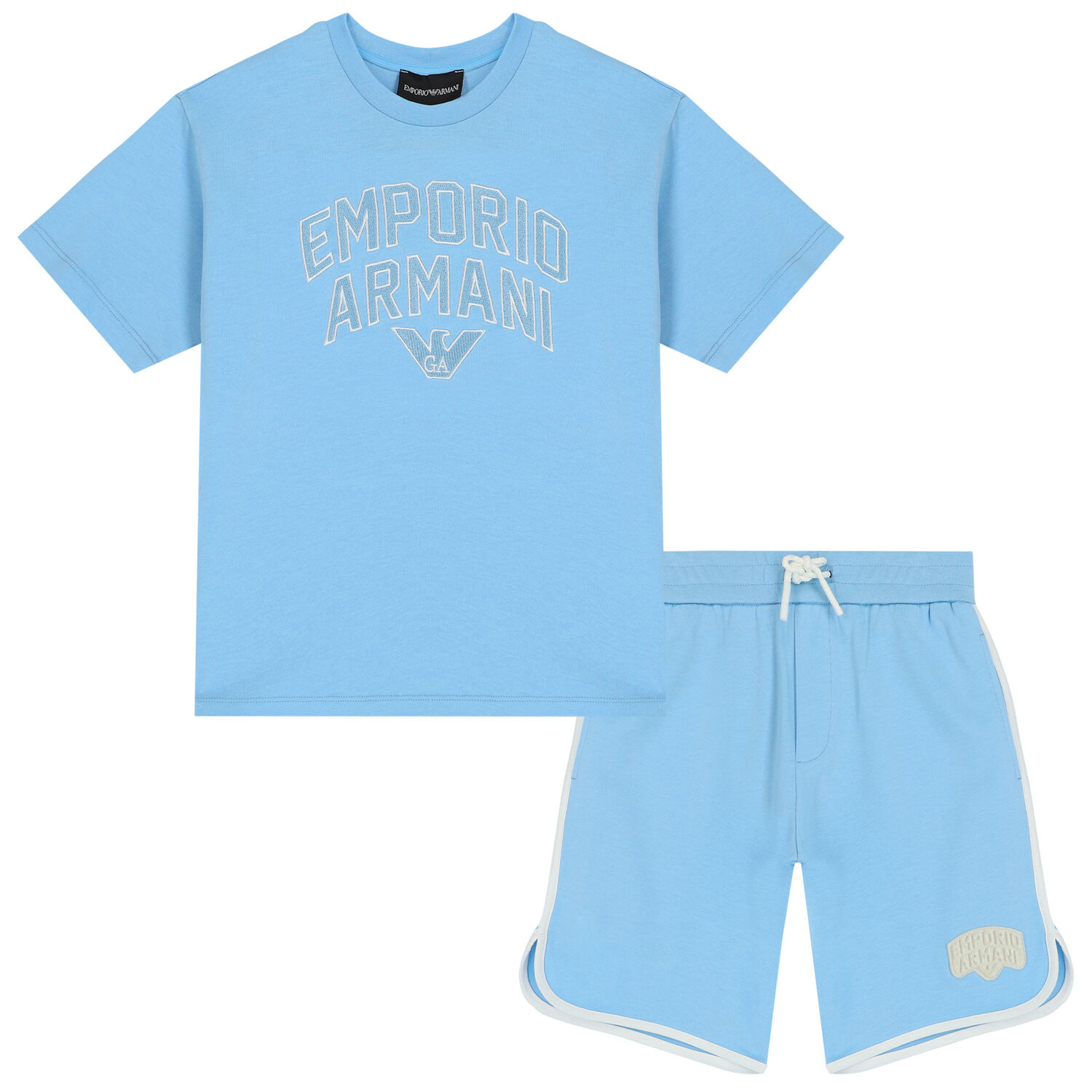 Boys Blue Logo Shorts Set, 1, hi-res