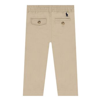 Baby Boys Beige Logo Trousers