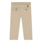 Baby Boys Beige Logo Trousers, 1, hi-res