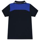 Boys Navy Blue Logo Polo Shirt, 1, hi-res