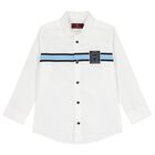 Boys White Logo Shirt, 1, hi-res