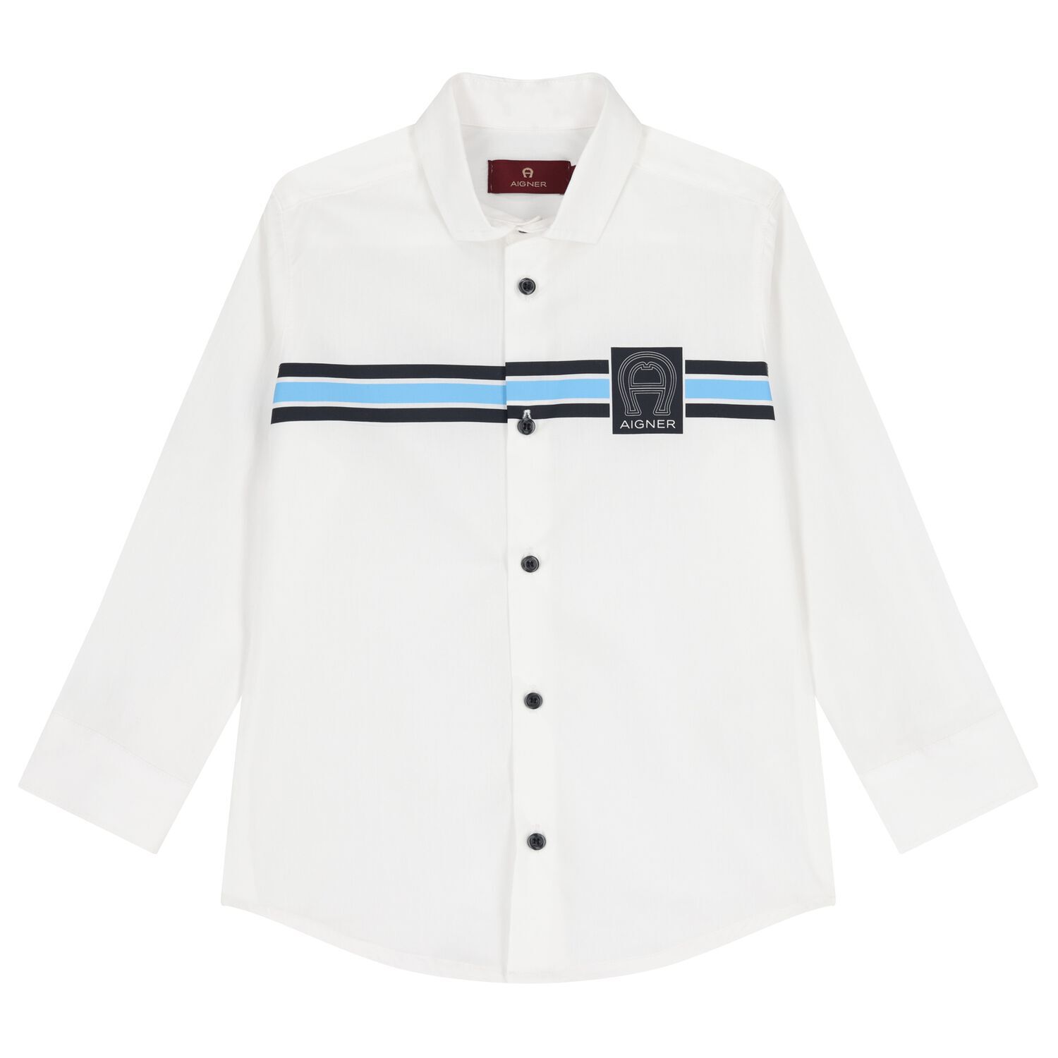 Boys White Logo Shirt, 1, hi-res