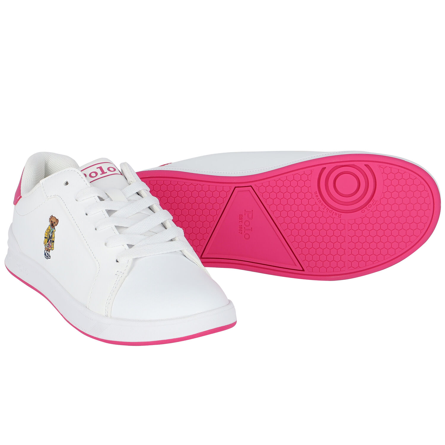 Girls White Logo Trainers, 1, hi-res