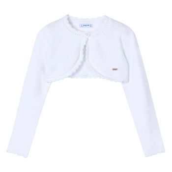 Girls White Bolero Knit Cardigan