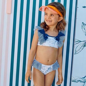 Girls Navy Blue & White Bikini