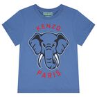 Boys Blue Elephant Logo T-Shirt, 2, hi-res