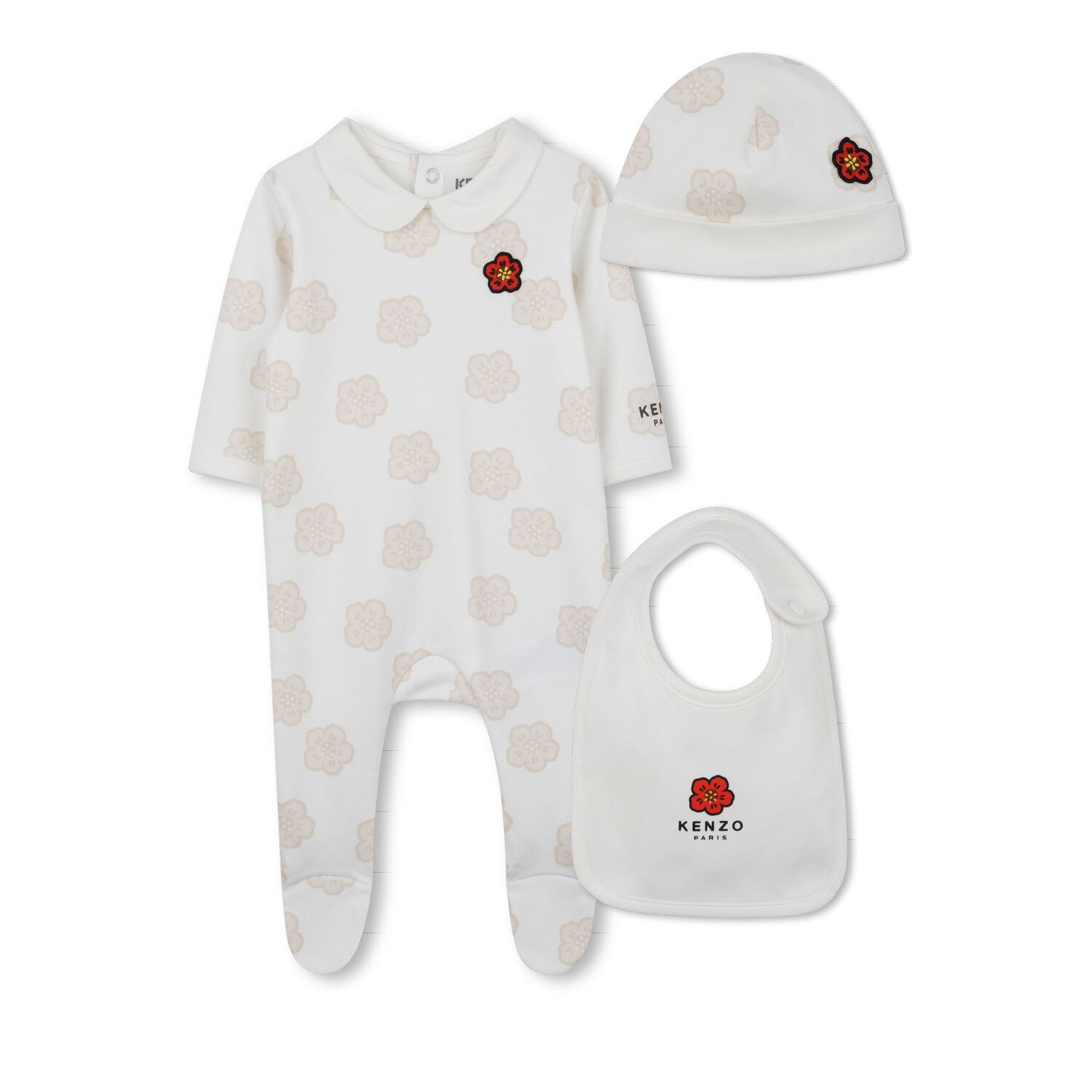 Ivory Bokeh Flower Babygrow Gift Set, 1, hi-res