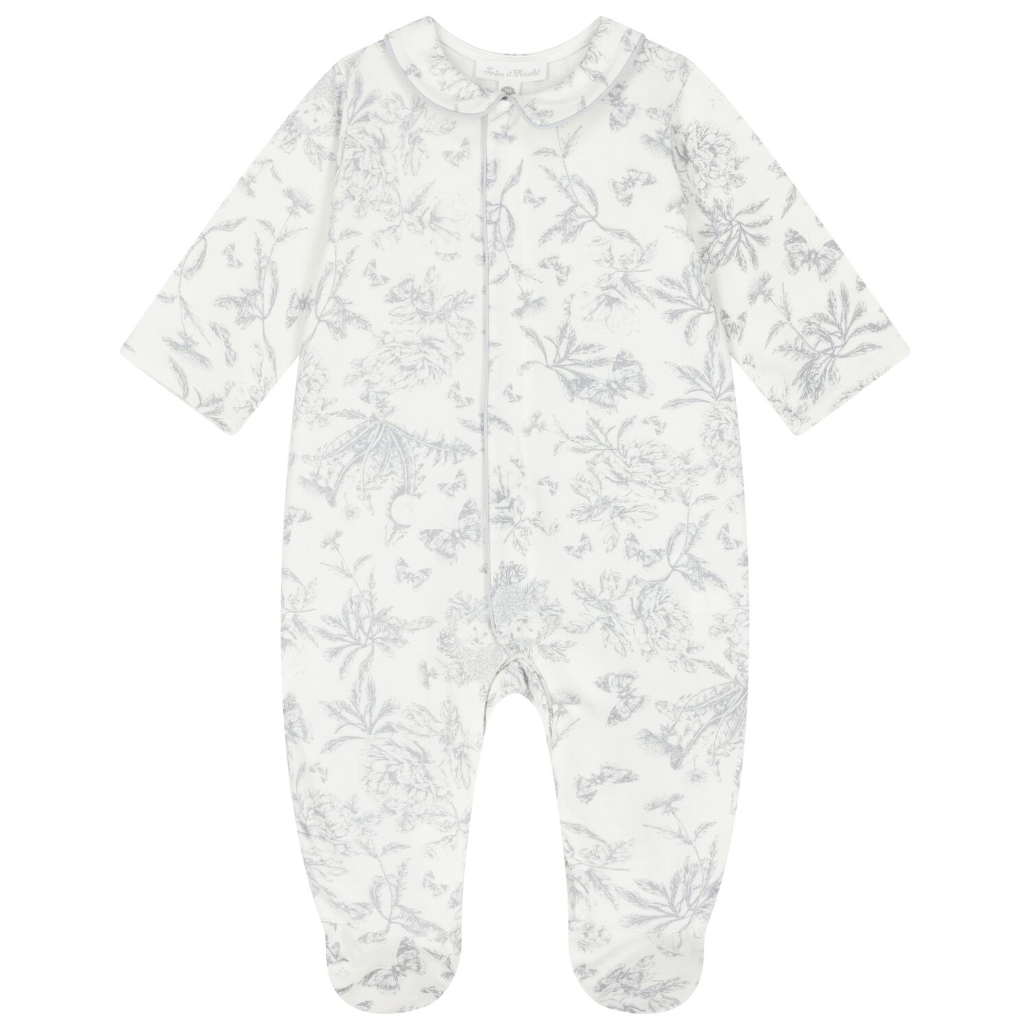 Ivory & Grey Toile De Jouy Babygrow, 1, hi-res
