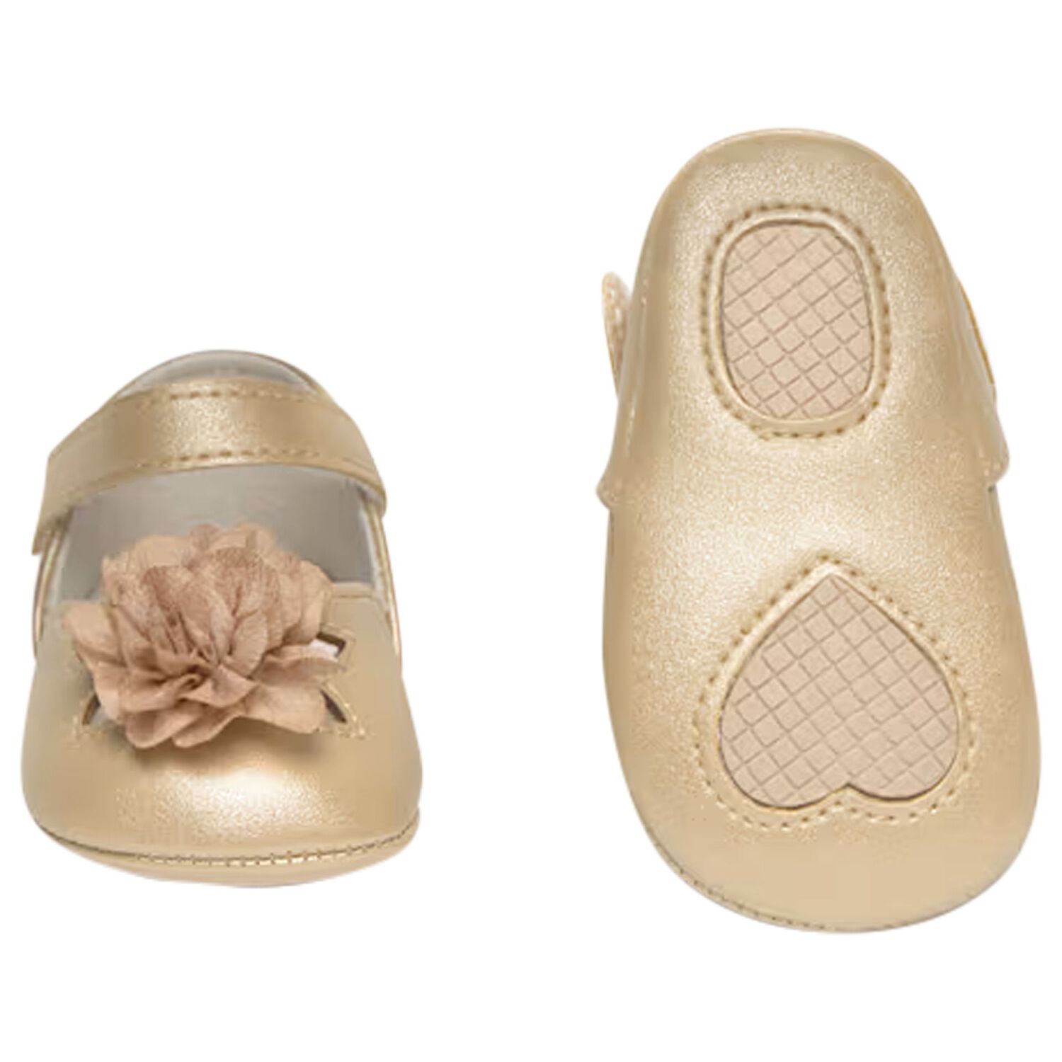 Baby Girls Beige Flower Pre Walker Shoes, 4, hi-res
