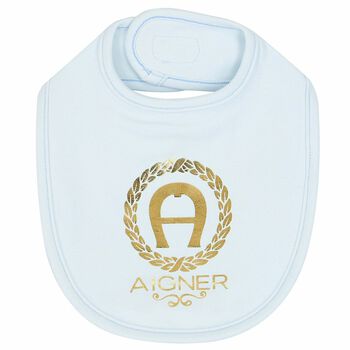 Baby Boys Blue & Gold Logo Bib