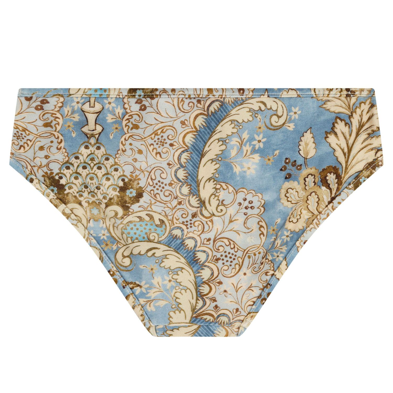 Girls Beige & Blue Floral Bikini, 1, hi-res
