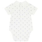 Baby Boys White & Navy Blue Dungaree Set, 1, hi-res