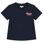Girls Navy Blue Logo T-Shirt, 1, hi-res