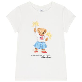 Girls White Polo Bear T-Shirt