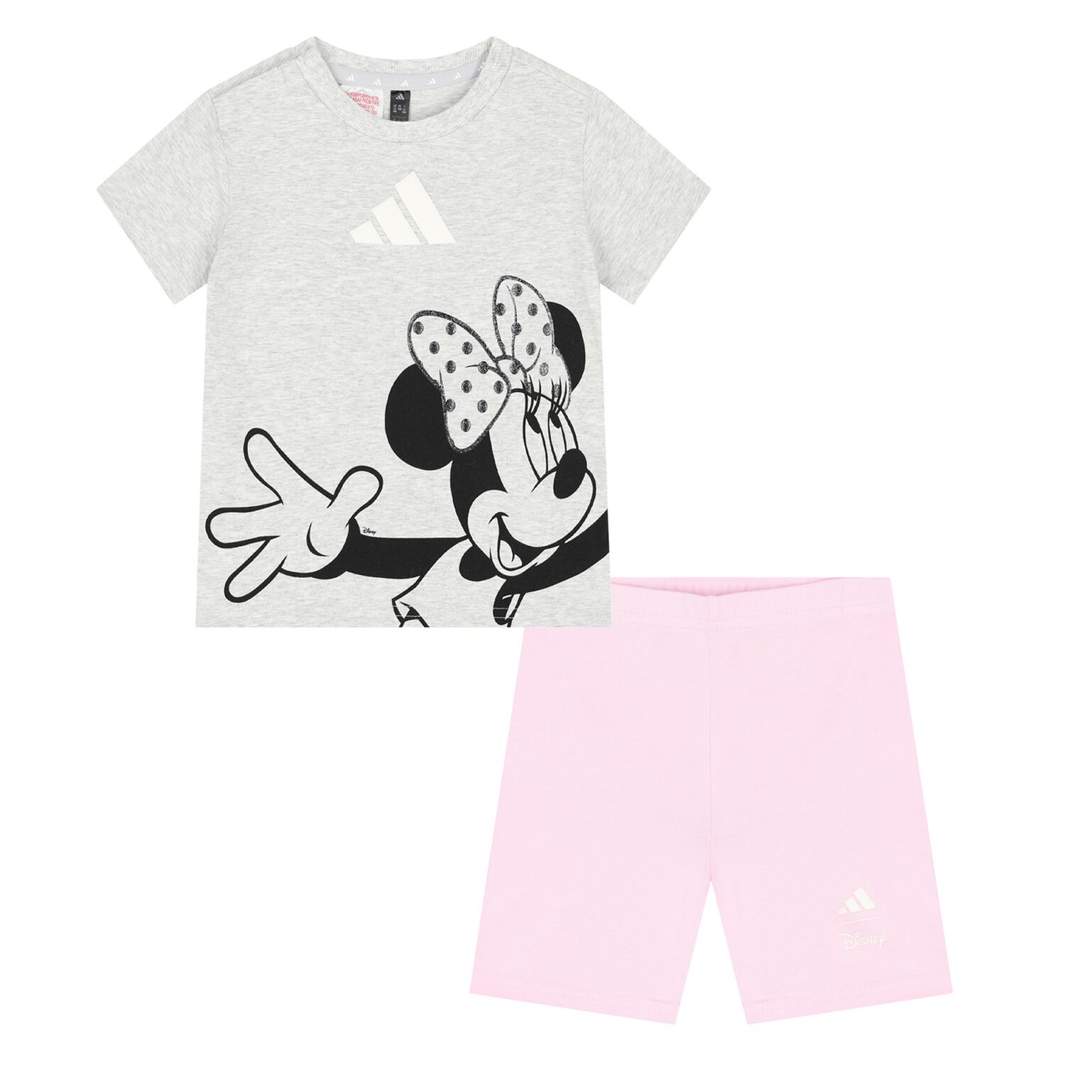 Younger Girls Grey & Pink Minnie Mouse Disney Shorts Set, 1, hi-res