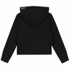Girls Black Logo Zip Up Top, 1, hi-res