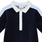 Baby Boys Navy Blue Logo Polo Babygrow, 3, hi-res