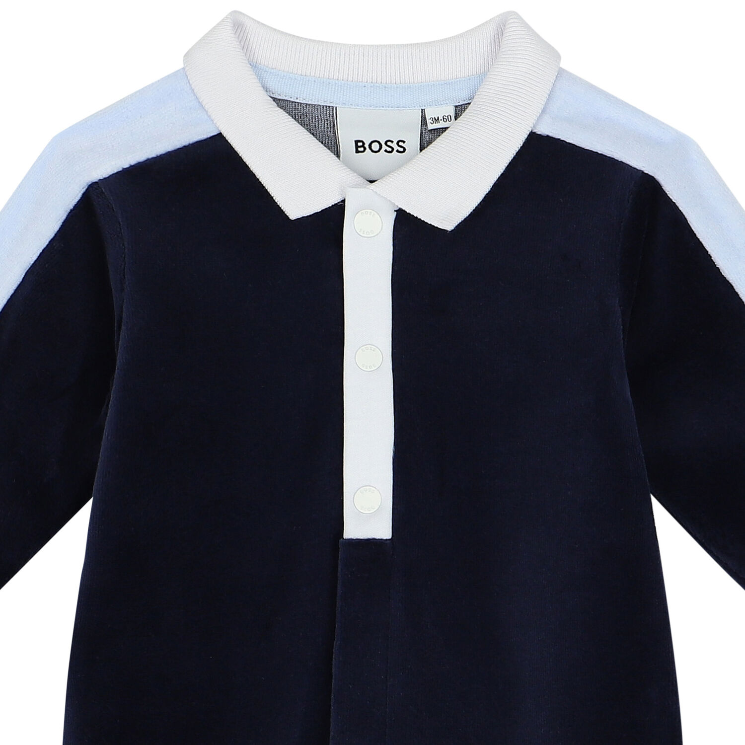 Baby Boys Navy Blue Logo Polo Babygrow, 3, hi-res
