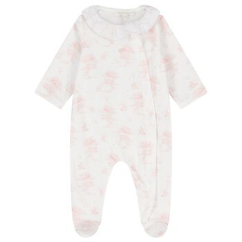 Baby Girls Ivory & Pink Teddy Bear Babygrow