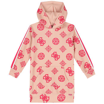 Girls Pink Logo Hooded Dress