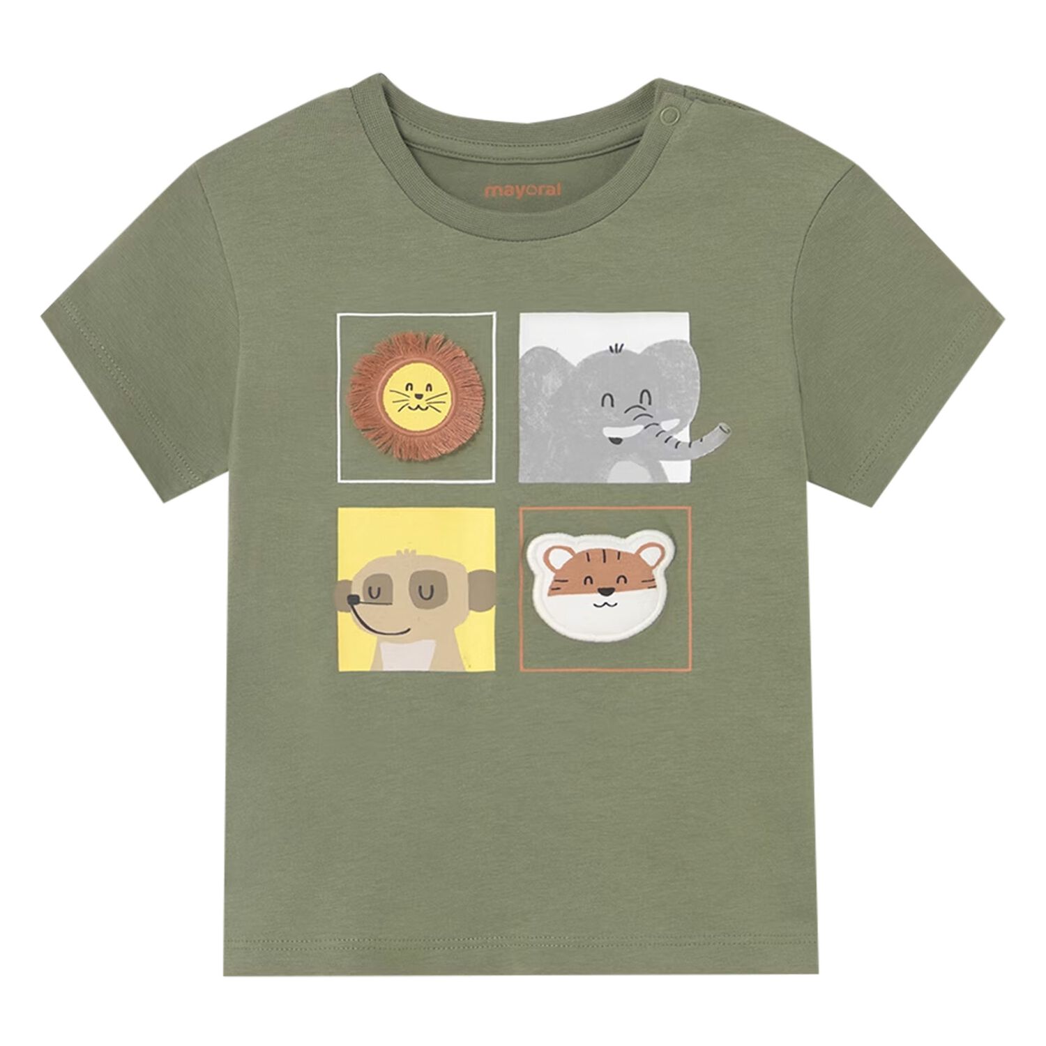 Younger Boys Green Jungle Animals T-Shirt, 2, hi-res