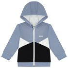 Younger Boys Blue & Black Logo Tracksuit, 1, hi-res