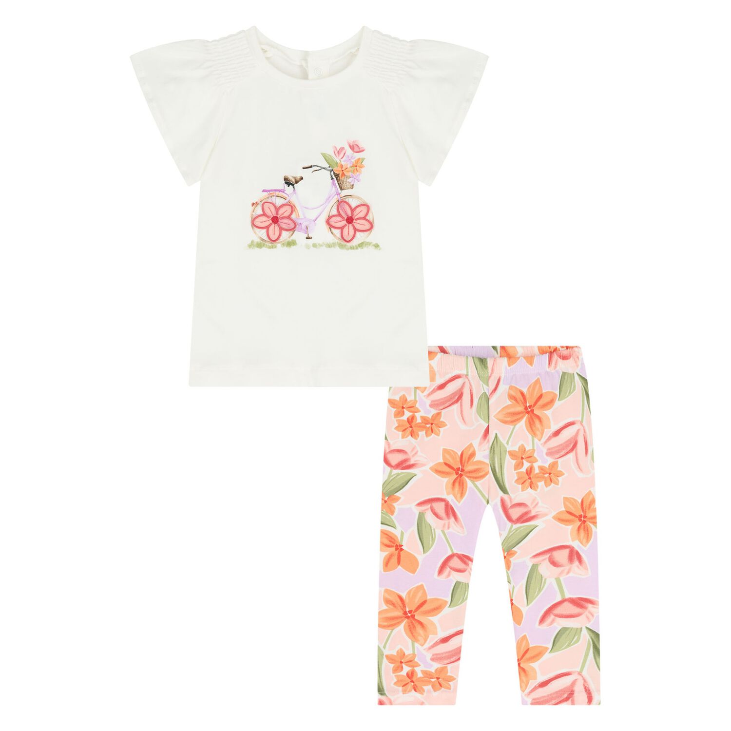 Younger Ivory & Pink Floral Leggings Set, 1, hi-res