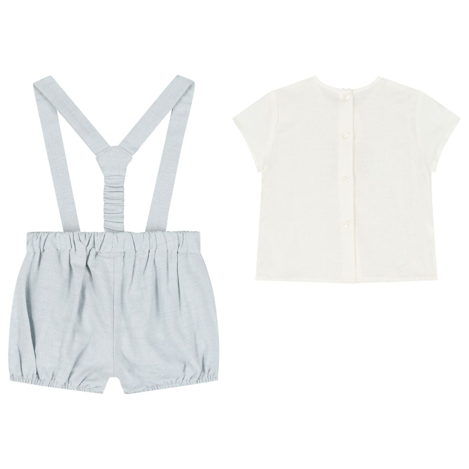 Baby Boys White & Blue Shorts Set , 1, hi-res