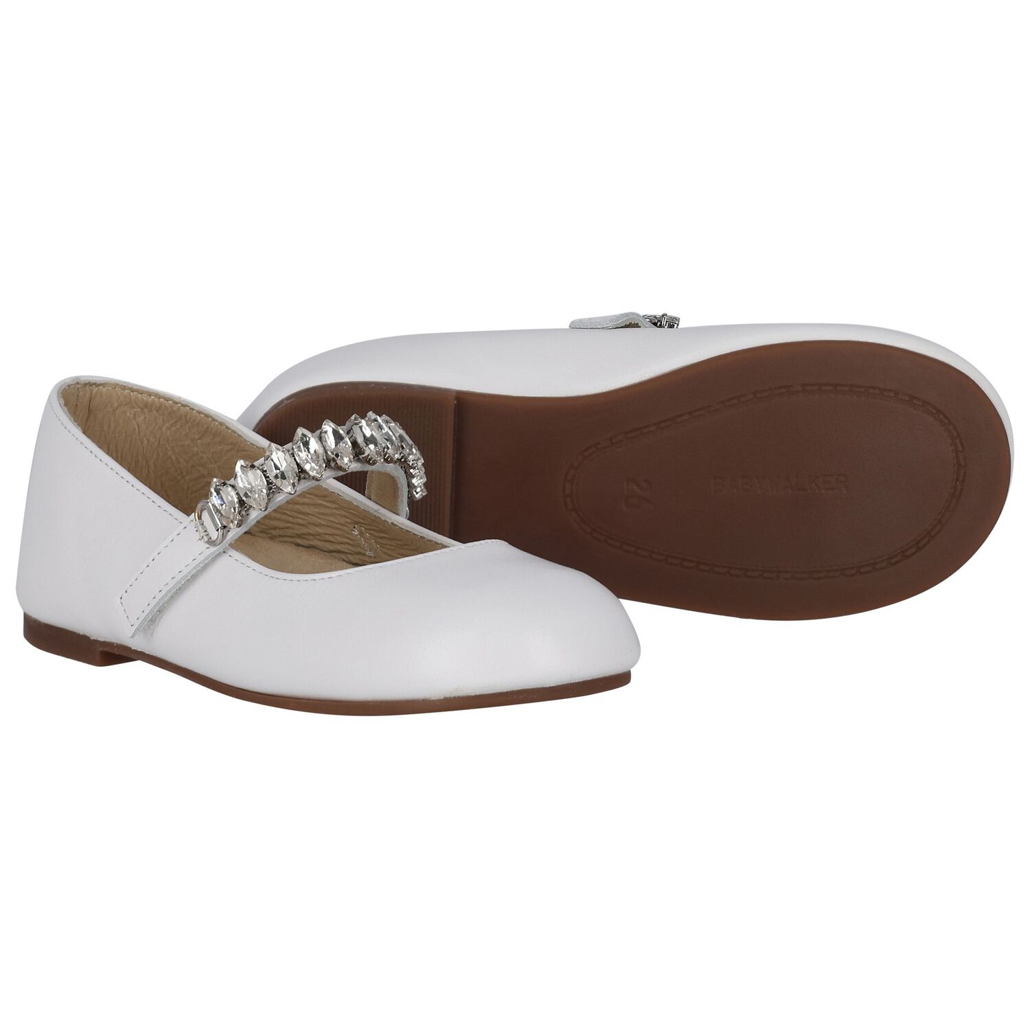 Girls White Embellished Ballerina Shoes, 1, hi-res