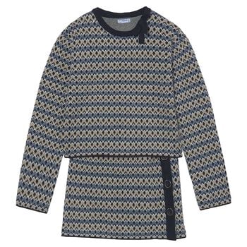 Girls Blue & Beige Knitted Skirt Set 