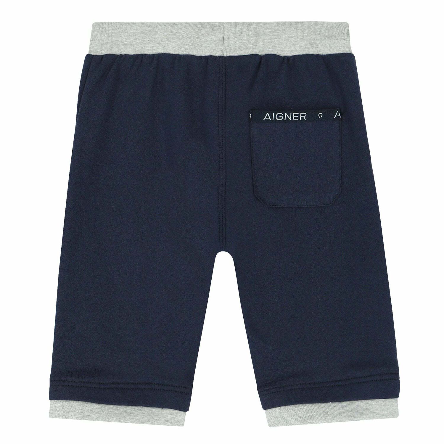 Younger Boys Navy Blue & Grey Logo Jersey Shorts, 3, hi-res