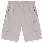 Boys Beige Logo Shorts, 1, hi-res