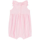 Baby Girls Pink & White Striped Logo Romper, 1, hi-res