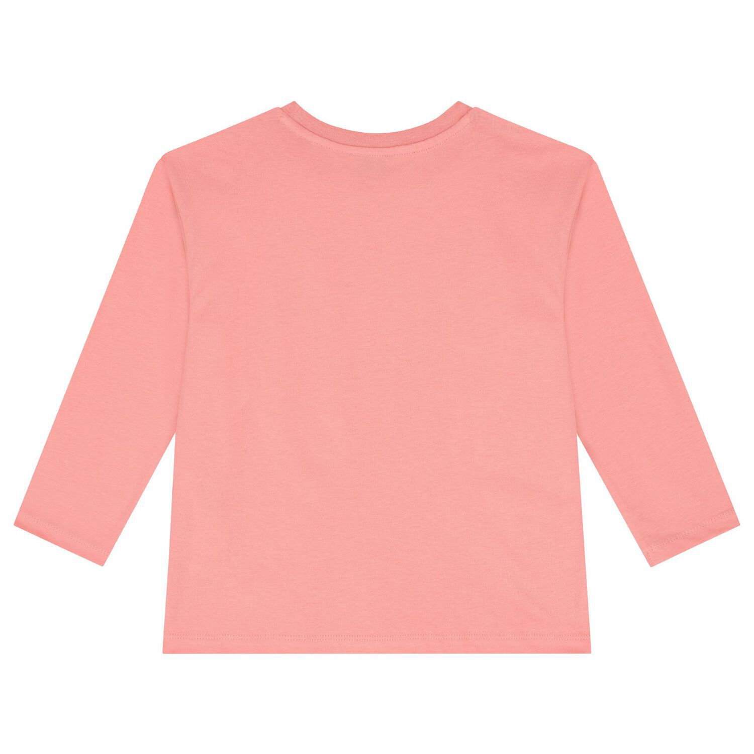Girls Pink Elephant Logo Long Sleeve Top, 2, hi-res
