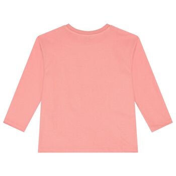 Girls Pink Elephant Logo Long Sleeve Top