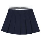 Girls Navy Blue Cotton Skirt, 1, hi-res