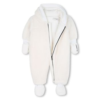 White Sherpa Fleece Baby Pramsuit