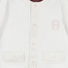 White & Beige Logo Babygrow, 1, hi-res