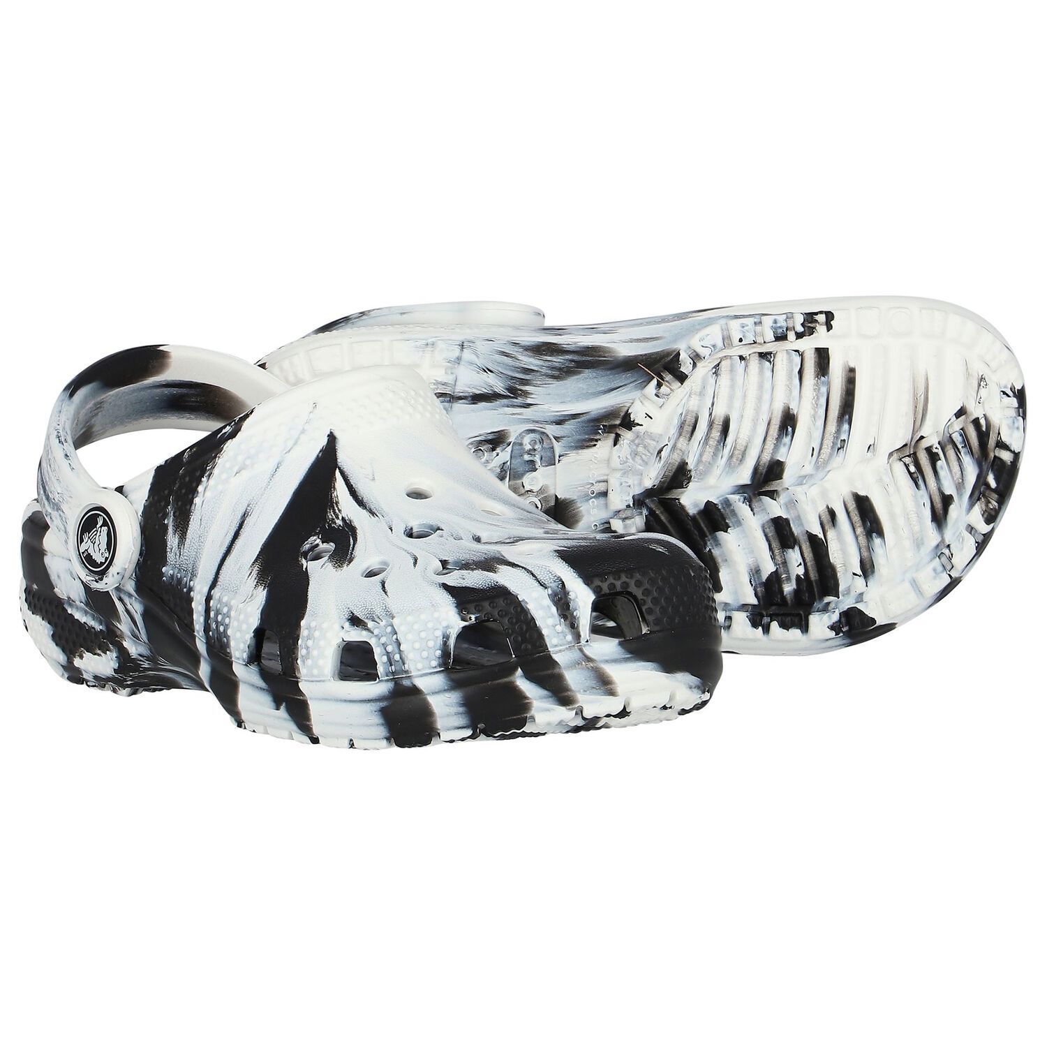 Black & White Classic Marbled Clog Sandals, 1, hi-res